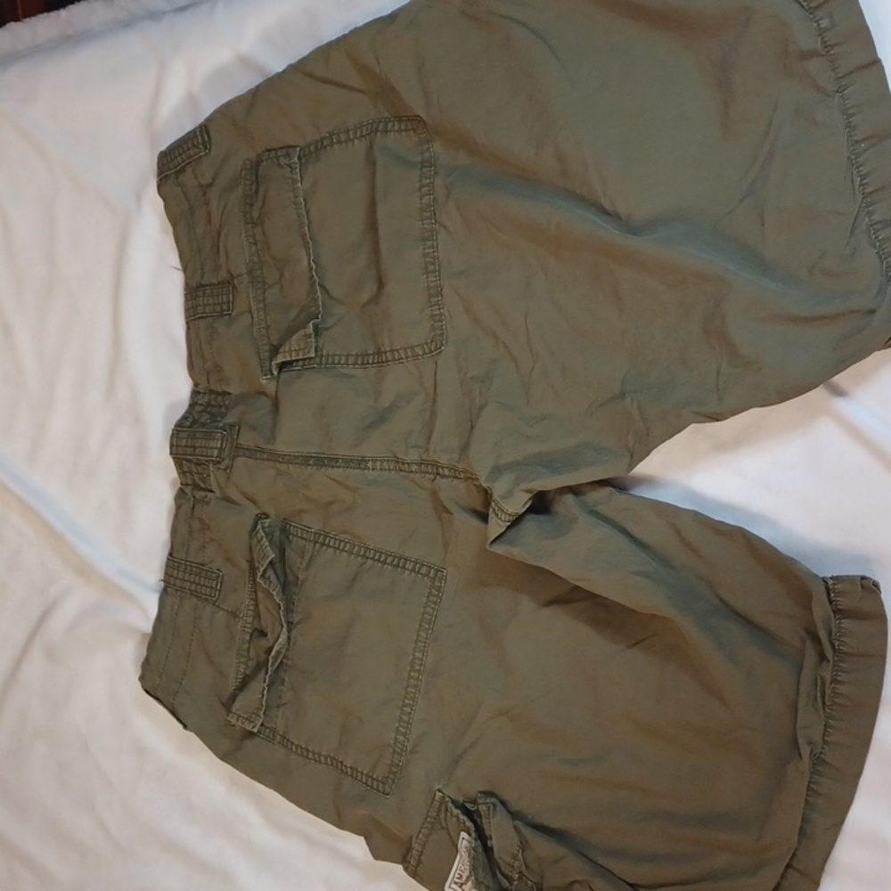 american living mens cargo shorts olive military patchstreetwear  cotton size 32 - Picture 8 of 12